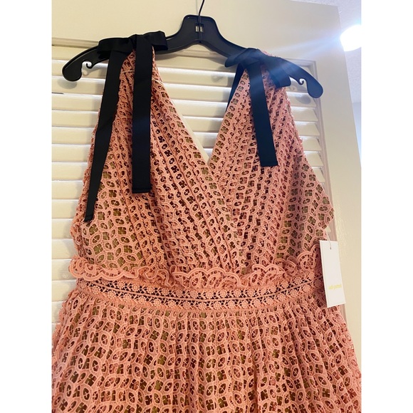 Self-Portrait Organza Cutwork Mini Dress with Ties - Picture 13 of 15